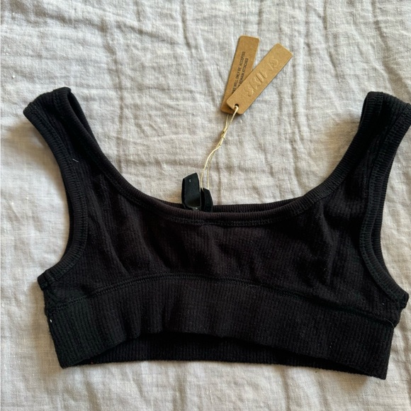 SKIMS Brushed Waffle Scoop Bralette - Onyx - Picture 4 of 5